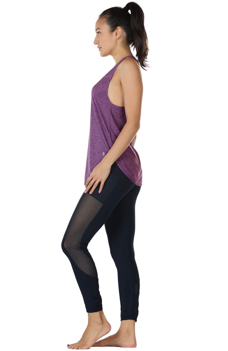 icyzone Workout Tank Tops for Women - Athletic Yoga Tops, Racerback Running Tank Top,Grey/Grape,Small - Image 5